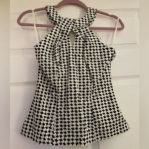 WHBM houndstooth cutout blouse